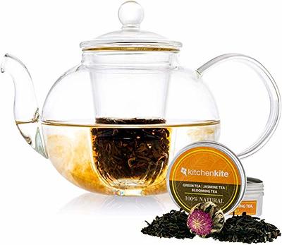 Glass Teapot with Removable Infuser Clear Glass Tea Kettle, Blooming and  Loose Leaf Tea Maker Set 