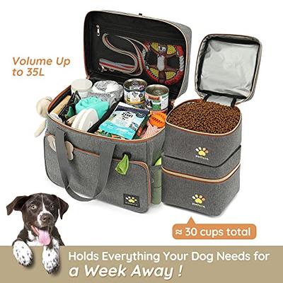 Petami Dog Travel Bag | Airline Approved Tote Organizer with Multi-function Pockets, Food Container Bag and Collapsible Bowl | Perfect Weekend Pet