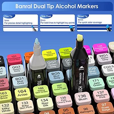 Banral Alcohol Markers Set, 120 Colors Dual Tip Alcohol Based Art
