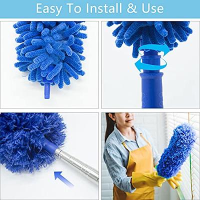YVYV Microfiber Feather Duster 4PCS - Extendable & Bendable Dusters with  Long Extension Pole, Washable Lightweight Dusters for Cleaning Ceiling Fan