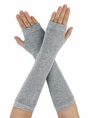 Allegra K Women's Winter Warmers Fingerless Thumbhole Elastic Long
