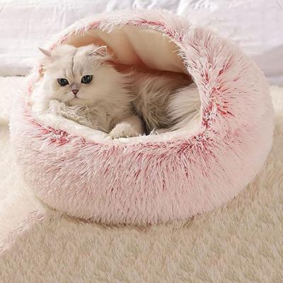 2pcs Calming Donut Dog Bed For Medium Small Dogs Cats, Fluffy Anti Anxiety Dog  Beds Washable Puppy Bed Non-slip Plush Cuddler Warming Round Faux Fur