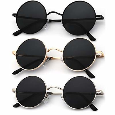 KALIYADI Round Polarized Sunglasses for Men Women Retro Metal Hippie Circle  Style Sun Glasses UV Protection (3 Pack) 47mm - Yahoo Shopping