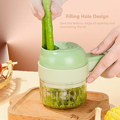 4 in 1 Handheld Electric Vegetable Cutter Set, Vegetable Chopper with  Cleaning Brush, Garlic Slicer, Mini Food Processor, for Garlic, Meat,  Onion, Vegetables 