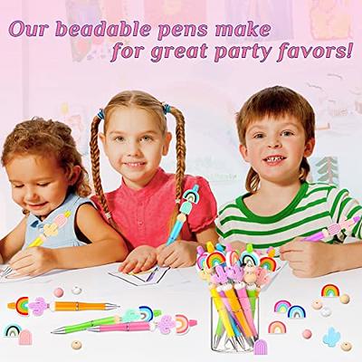 Beadable Pens Bulk with Silicone Beads for Pens, Beaded pens Black Cute  Pens Ballpoint with Multicolor Beads for Crafts, Set of 10 Pens & 10 Pen