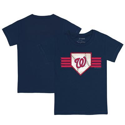 Infant Tiny Turnip White/Navy Washington Nationals Base Stripe Raglan 3/4 Sleeve T-Shirt