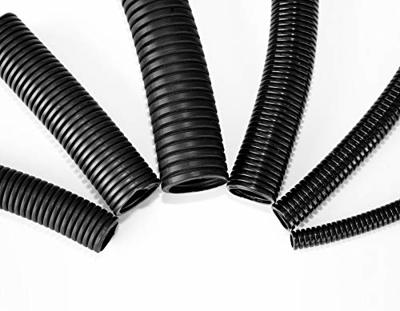 Electriduct Split Wire Loom Tubing Polyethylene Corrugated Flexible Conduit  - 1 Nominal Size - 50 Feet - Black