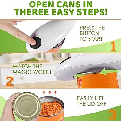 Kitchen Mama Electric Can Opener 2.0: Upgraded Blade Opens Any Can Shape - Smooth Edge, Food-Safe, Handy with Lid Lift, Battery Operated Handheld Can