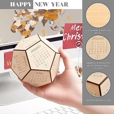 Wood Desk Calendar 2024 Office Accessories for Men Boss Gifts