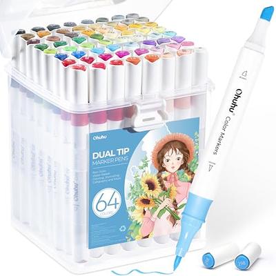 Professional Watercolor Brush Markers Pen 24 Colors of Ohuhu, Water Based  Drawing Marker Brushes W/A Blending Aqua Pen, Water Soluble for Adult