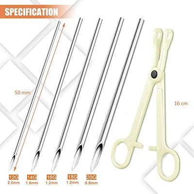 Ear Nose Piercing Needles - 50pcs Piercing Needles Mixed 12G 14G 16G 18G  and 20G Stainless Steel Hollow Needles