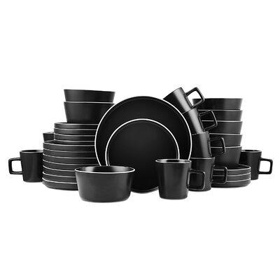 Stone Lain Sophie 16-Piece Dinnerware Set Stoneware, Service for 4, White and Black
