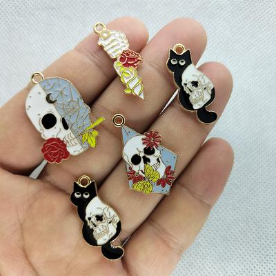 Animal Cat Charm Enamel Flower Cartoon Skull Charms Pendant For Diy Earring  Necklace Key Chain Jewelry Making Accessories 10 30Pcs - Yahoo Shopping