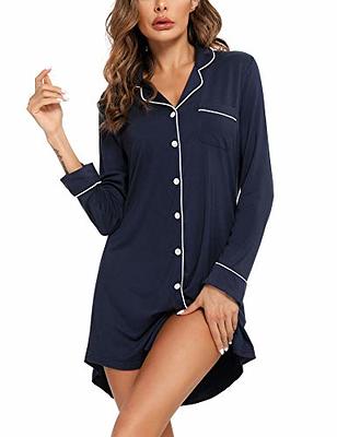 Ekouaer Long Sleeve Sleepwear for Women Button Down Boyfriend