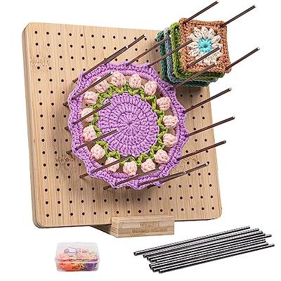 Crochet Square Blocking Board with Pins 15 PCS, Bamboo Wooden Blocking  Boards for Crochet Projects 9.25 in