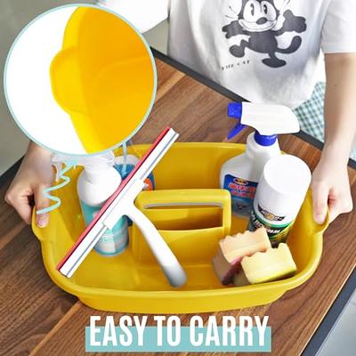 Cleaning Supplies Caddy, Cleaning Supply Organizer with Handle, Plastic  Bucket for Cleaning Products, Tool Storage Caddy, White