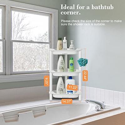 2-Tier Standing Corner Shower Caddy - Shelf Bathroom Corner Stand with  Drainage Holes, Shower Organizer Corner Standing Stand Up Bathtub Shower  Shelf