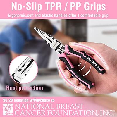 WORKPRO 4-Piece Pliers Set, Premium CR-V Construction Pliers Tool Sets  Including Long Nose, Diagonal Cutting, Groove Joint and Slip Joint Pliers -  Pink Ribbon - Yahoo Shopping