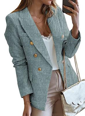 CRAZY GRID Womens Casual Blazer Jacket Long Sleeve Business Suit Jacket  Fashion Dressy Work Office Jacket Open Front Button Ladies Blazer Black S  at  Women's Clothing store