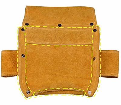 Leather Carpenter Tool Belt and Removable Nylon Utility Belt Pouch with  Buckle and Drill Slots, Large Capacity Electrician Tools Organizer for Men