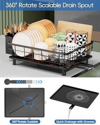 Godboat Dish Drying Rack with Drainboard, 2-Tier Dish Racks for Kitchen  Counter, Dish Drainer Set with Utensils Holder, Large Capacity Dish  Strainers with Extra Drying Mat (Black) - Yahoo Shopping