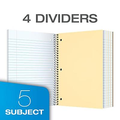 Oxford Spiral Notebook 3 Pack, 5 Subject, College Ruled Paper, 4 Dividers,  8 x 10-1/2 Inches, Black, Red, Blue, 180 Sheets (65203)