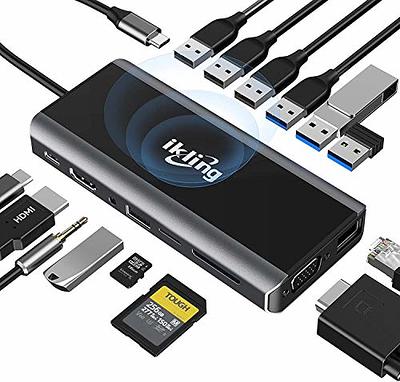 USB C Hub, 15-in-1 USB C Adapter to HDMI, VGA, Wireless Charger