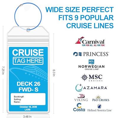 Oicumic Cruise Luggage Tag Holder, 6 Pack Cruise Luggage Tags for Cruise  Ships, Waterproof Clear Luggage Tags for Suitcases Perfect Fit All Cruise  Lines, Durable Cruise Ship Essentials with Steel Loop 