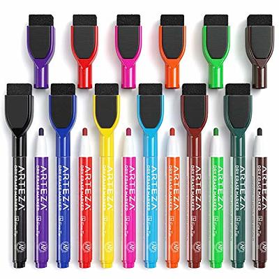 Arteza Dry Erase Markers Fine Tip, Bulk Pack of 36 Low Odor Dry Erase Pens  in 12 Assorted Colors, Homeschool Supplies Whiteboard Markers, Office and