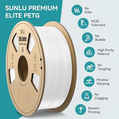 SUNLU Official Elite PETG Filament 1.75mm - 1kg(2.2lbs) Strong PETG 3D  Printer Filament，1.75mm Dimensional Accuracy +/- 0.02mm, 320 Meters, PETG  White - Yahoo Shopping