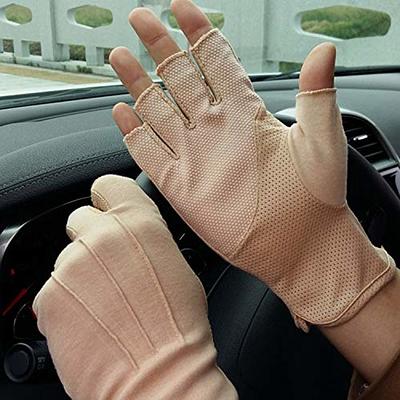 Lightweight Summer Fingerless Gloves Men Women UV Sun Protection Driving  Cotton Gloves Nonslip Touchscreen Gloves,grey
