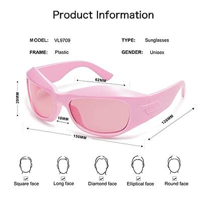 YAMEIZE Y2K Wrap Around Sunglasses - Fashion Futuristic Sun Glasses for  Women Men Oval Sports Shades