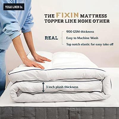 Texas Linen Co. King Cooling Mattress Topper, Pillow-Top Optimum Thickness,  Soft 100% Cotton Fabric, Breathable & Plush Quilted Down-Like Fill, Snug  Deep Pocket fit White - Yahoo Shopping
