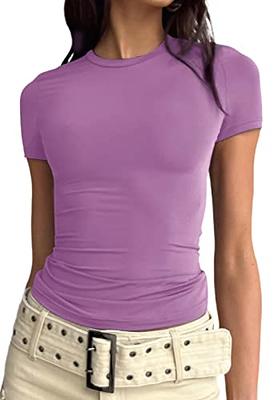 Crop Tops for Women Trendy Going Out Tight Shirts Short Sleeve