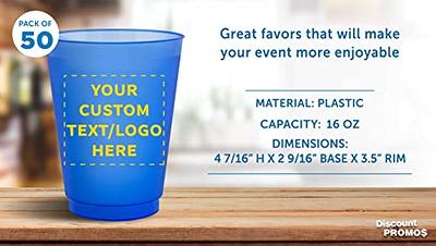 Custom Frosted Plastic Stadium Cups, 50 pack, Promotional Text, Logo, 16 oz.  Shatterproof Flexible Reusable Party Cups, Blue - Yahoo Shopping