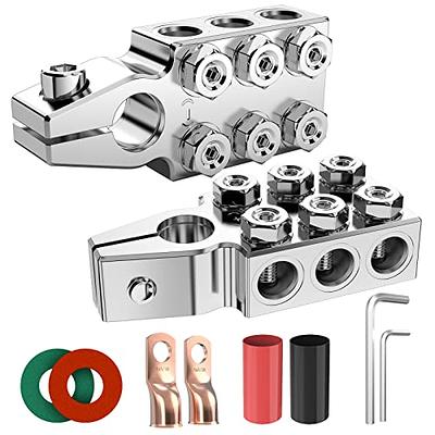 Battery Terminal Connectors, 12-Way Battery Terminal Clamps, BetyBedy Battery  Terminals Top Post 8AWG up to 4/0(XL) AWG Gauge, Positive and Negative  (+/-)(1 Pair) for SAE/DIN/EN Tapered Top Post - Yahoo Shopping