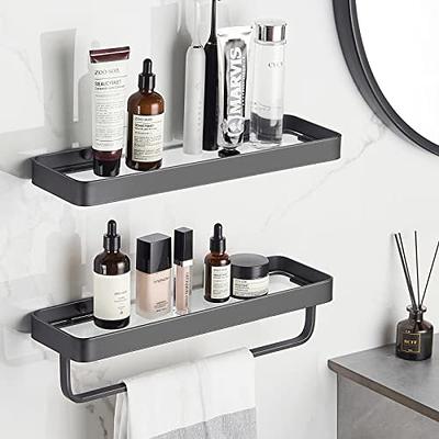 VOLPONE Bathroom Shelves Wall Mounted Glass Shelf for Bathroom Floating  Shelf Tempered Glass Black Bathroom Wall Organizer 2-Tier - Yahoo Shopping