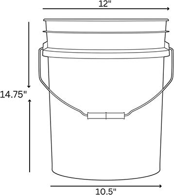 2.5 Gallon White BPA Free Durable Food Grade Bucket With White Screw Lid -  5 PACK