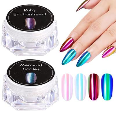 Mermaid Chrome Nail Powder - Purple Pearl Iridescent Nails Powder Aurora  Chrome