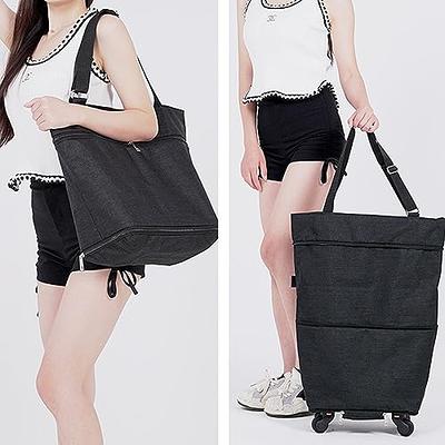 Shopping Trolley Bag, Reusable Portable Collapsible Shopping Bags, Foldable Shopping Cart with Wheels Grocery Bag Extra Large Utility Tote Bag for