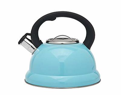 Capreze Whistling Kettle Stove Top Teapot With Handle 3L Portable Tea  Kettles Stainless Steel Kitchenware Water Gas Stovetop Navy Blue 3L 