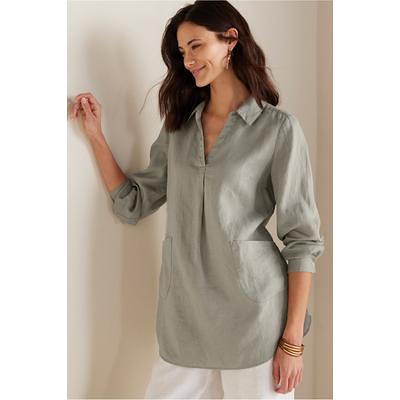 Women's Livia Linen Pullover Top by Soft Surroundings, in Dusty Moss size  XS (2-4) - Yahoo Shopping