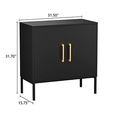 WEENFON Storage Cabinet with Doors and Shelves, Floor Storage Cabinet with  Drawer, Accent Cabinet for Living Room, Hallway, Black