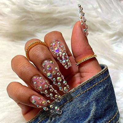 HINABTRU Gold Rhinestones for Nails Champagne Nail Gems Diamonds-7220Pcs Gold  Nail Crystals Jewels-Nail Charms Accessories for Nail Decoration(14  Different Shape+ 6520 Round Gold Nail Stones+Wax Pen) - Yahoo Shopping