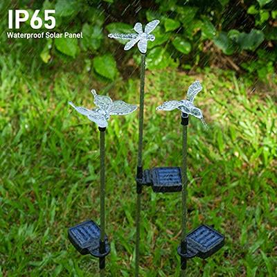 3 Pack Solar Lights Outdoor, Multi-Color Changing LED Garden Stake Butterfly  Dragonfly Hummingbird Lights, Waterproof Landscape Path Light for Lawn,  Patio, Driveway, Garden Decor 