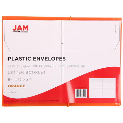 JAM Paper Letter Booklet Plastic Envelopes 9 34 x 13 Elastic Closure  Assorted Colors Pack Of 6 Envelopes - Office Depot