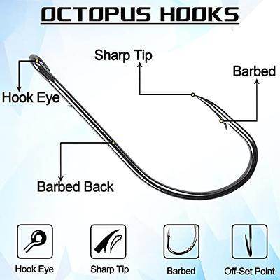 Octopus Fishing Hooks-120pcs Barbed Baitholder Hooks High Carbon Steel Offset  Circle Octopus Hooks Extra Sharp