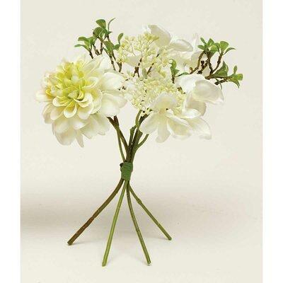 Artificial Hydrangea, Rose and Dahlia Stems in Glass Pedestal Vase