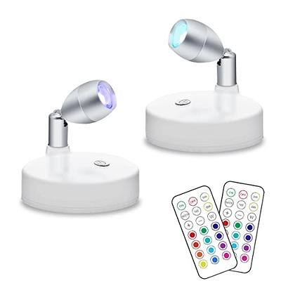 LED White Puck Light With Remote (2-Pack)