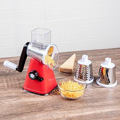 Ourokhome Rotary Cheese Grater Shredder, Multifunction 5 in 1 Kitchen  Manual Speed Round Mandolin Food Slicer Vegetable Shooter Potato Hashbrown